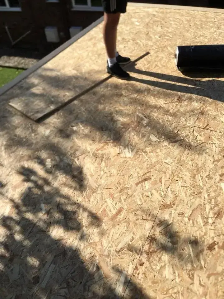 Timber flat roof deck laid on a single storey extension ready for the membrane in Norwich
