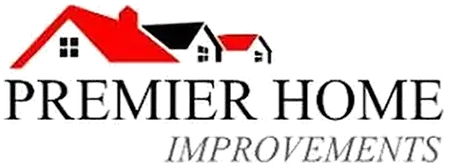 Premier Home Improvements logo with a red roof graphic